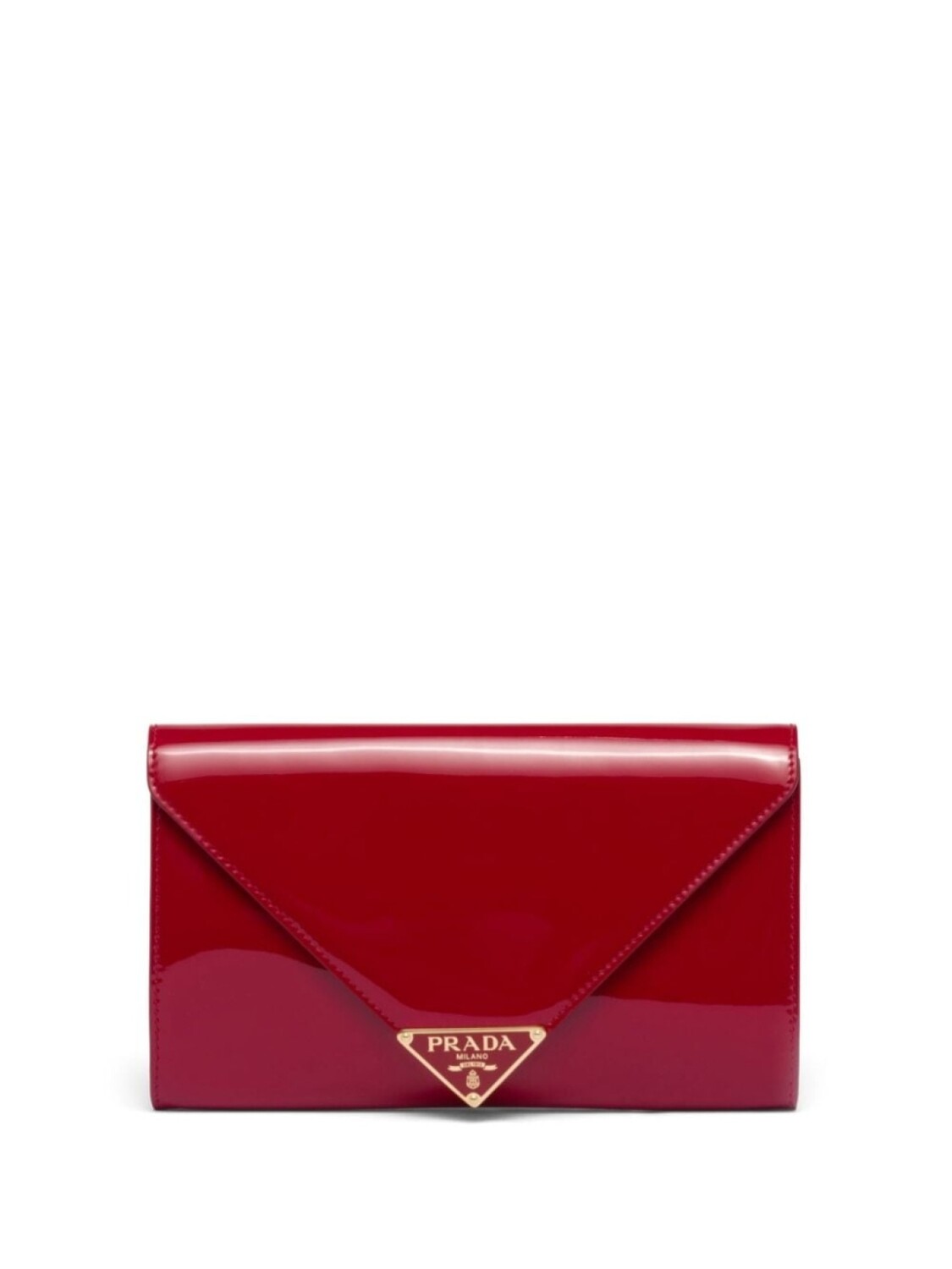 

Лакированный клатч с логотипом Prada, красный