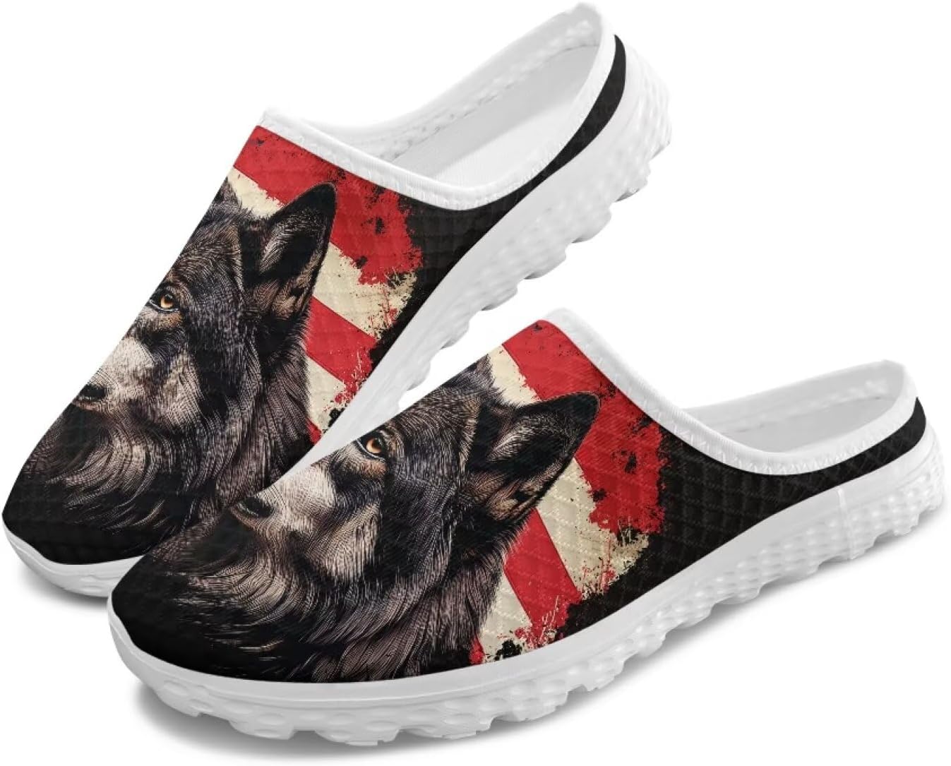 

Мужские сабо из сетки без задника с принтом - дышащие, легкие, противоскользящие, легко надеваются и снимаются, для прогулок и офиса Ocwfudsx, Wolf Flag