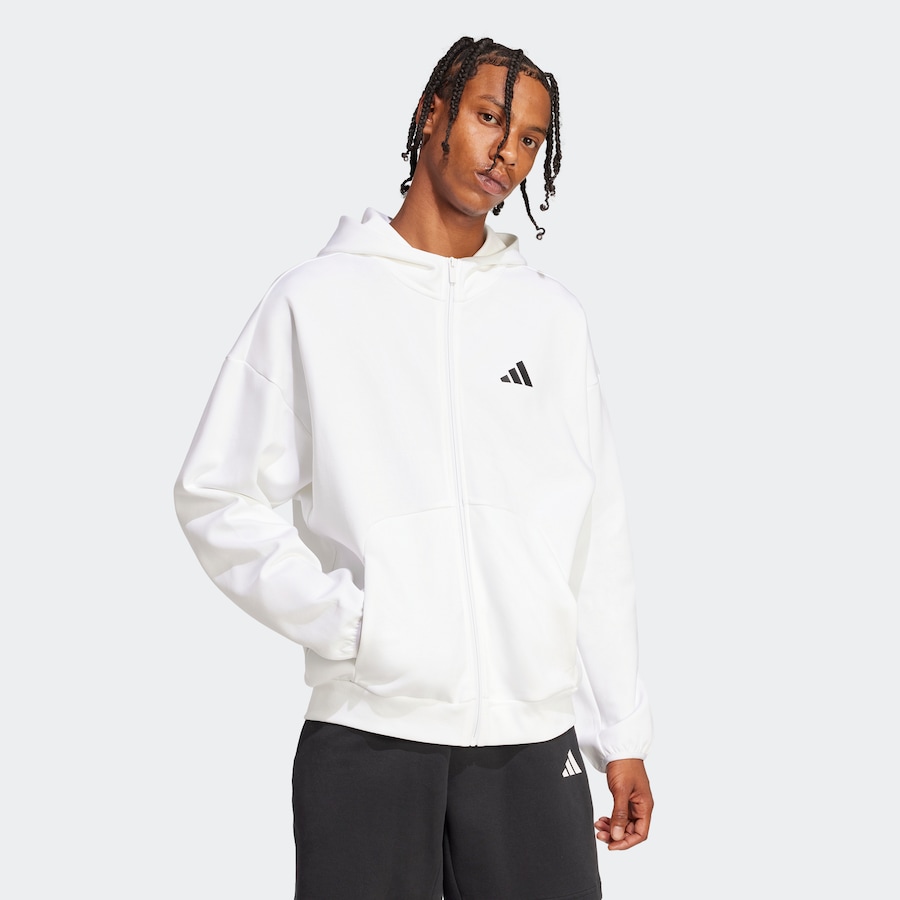 Спортивная толстовка с капюшоном на молнии ADIDAS SPORTSWEAR, белый — фото 2