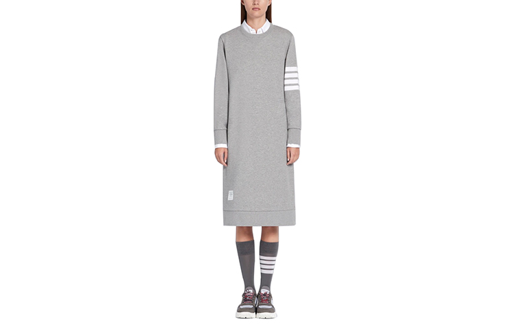 

Платье-свитшот с рукавами 4 планки THOM BROWNE, серый