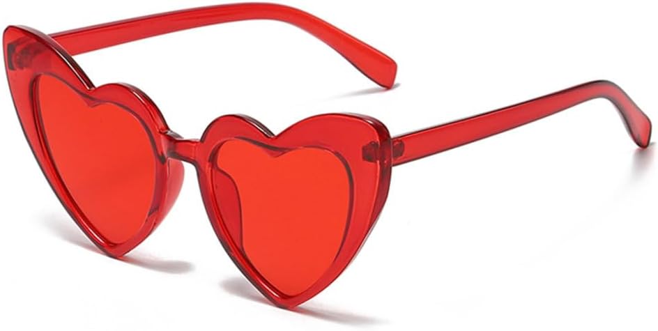 

Солнцезащитные очки в форме сердца для женщин, «кошачий глаз», женские солнцезащитные очки в стиле ретро, ​​черные с красным, мужские очки большого размера LVTFCO, Clear Red