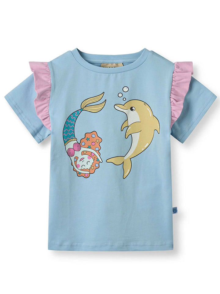 

Футболка Meerjungfrau und Delfin Småfolk, цвет hellblau/bunt/rosa