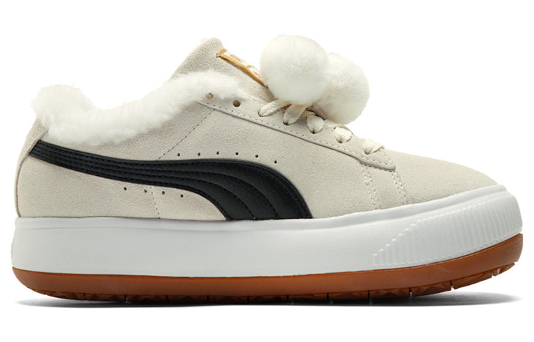 Кеды (WMNS) PUMA Suede Mayu 'Fur - Whisper White Black' 385265-01, кремовый — фото 2