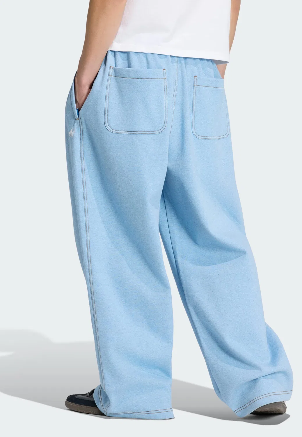 Брюки-мешки Adidas Originals Baggy Pants Trefoil Essentials из синего денима — фото 3
