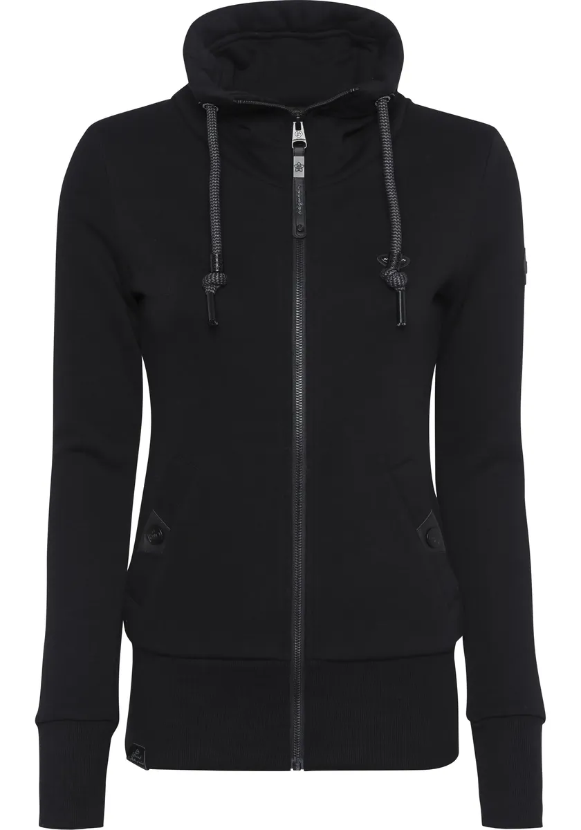 

Толстовка в стиле Ragwear "RYLIE ZIP O", куртка с очень широкими манжетами, черный
