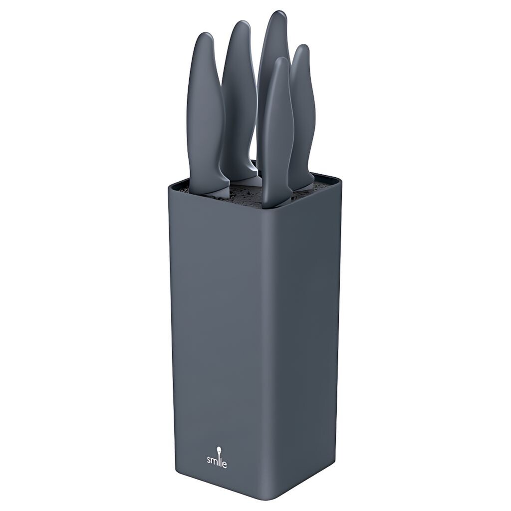 

Smile - Набор ножей из нержавеющей стали, 6 предметов в современном блоке для ножей - антрацит, серый