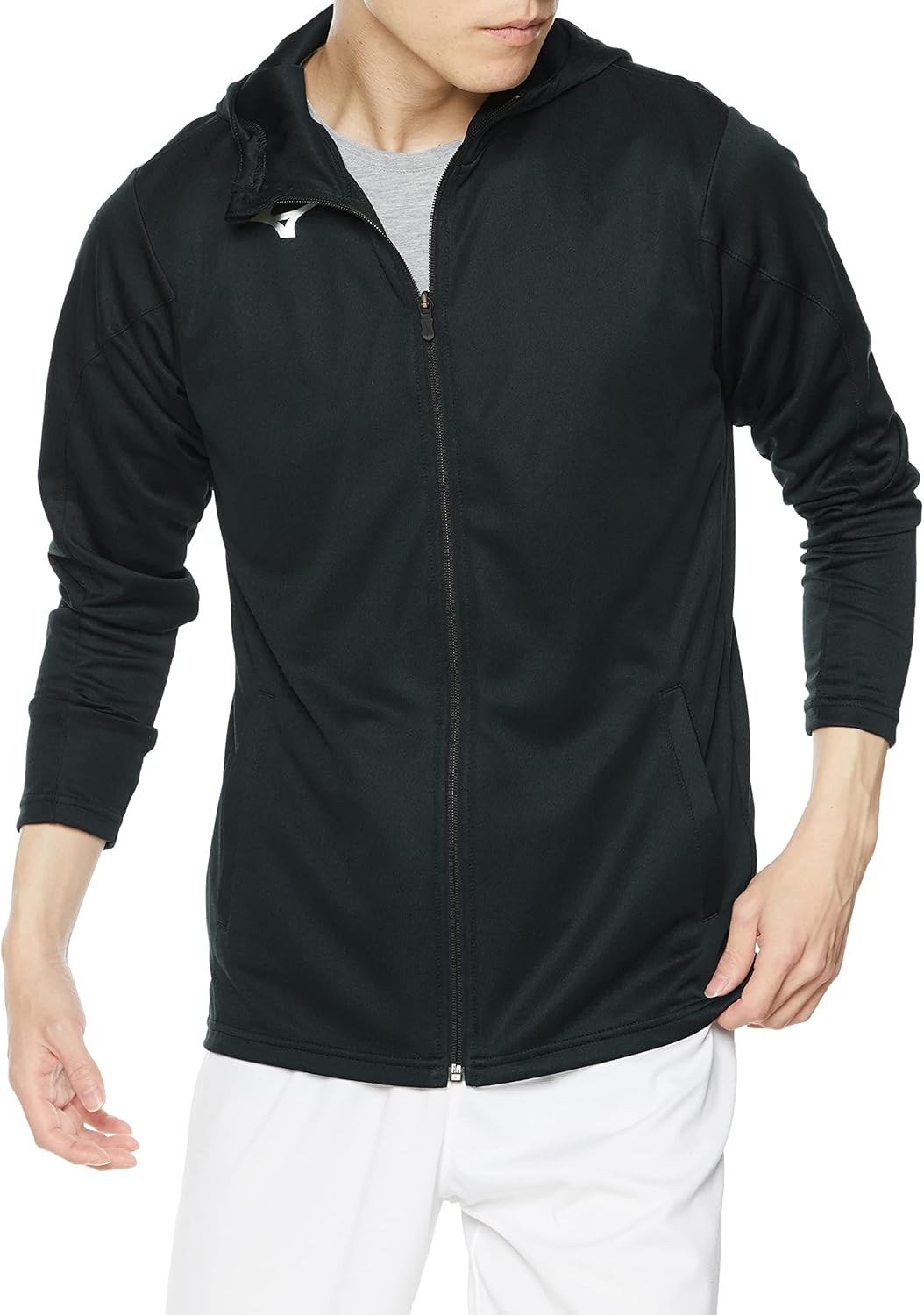 

Толстовка Mizuno унисекс для взрослых, мягкая, трикотажная, на молнии, облегающий крой, размер 32MCA118, тренировочная одежда, черный