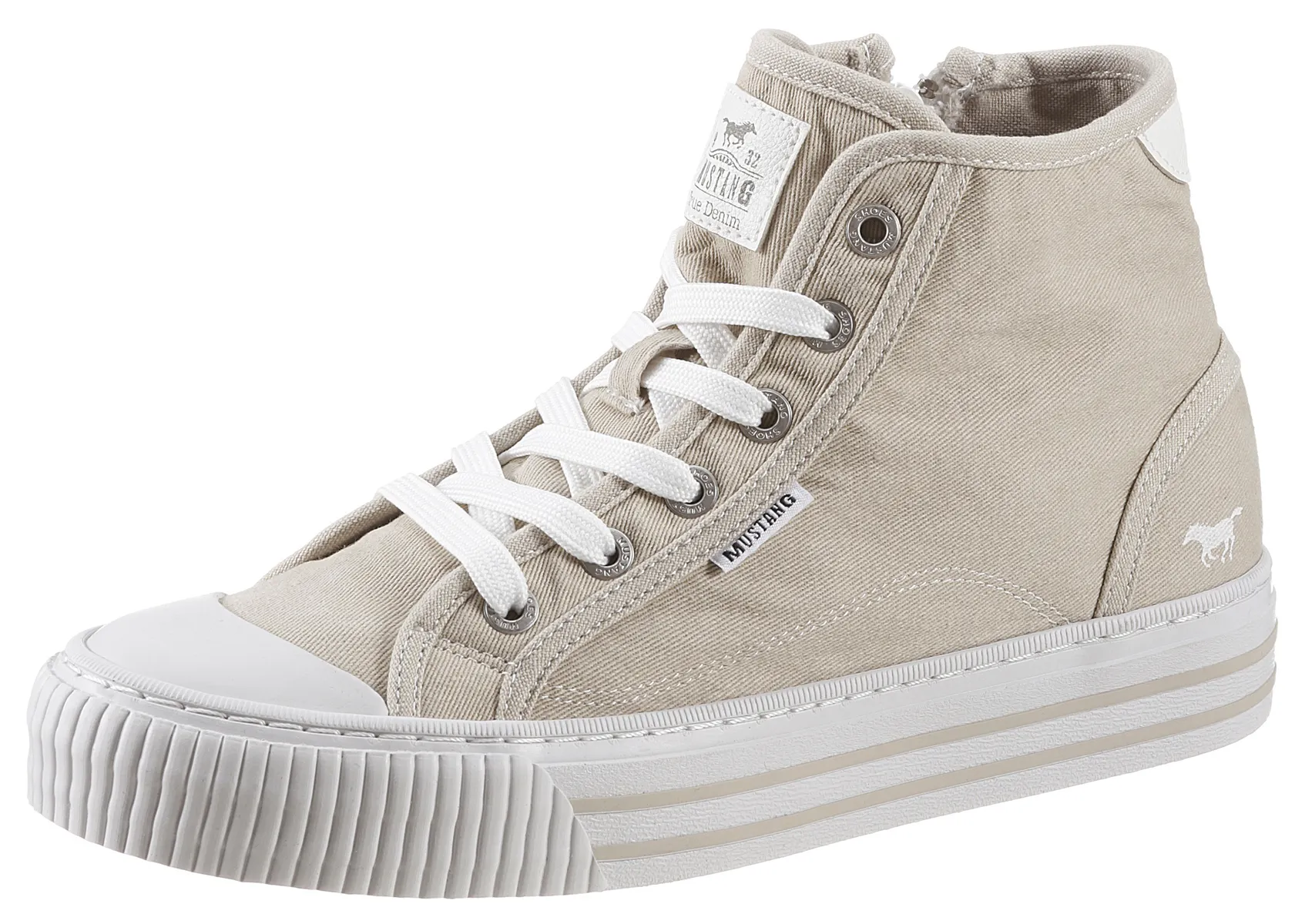 

Кроссовки на платформе Mustang Shoes, туфли на шнуровке, повседневная обувь, высокие кроссовки на молнии, бежевый
