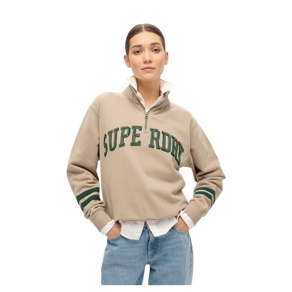 

Толстовка Superdry Athletic Applique half zip, бежевый
