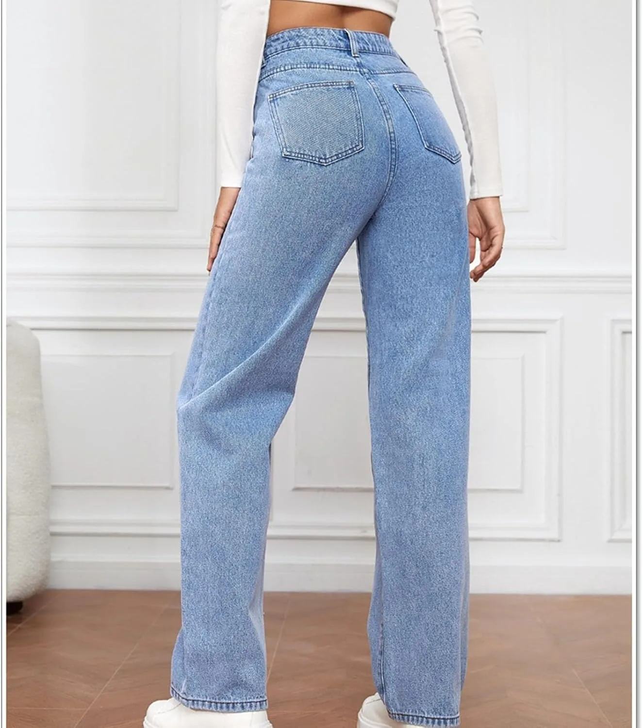 Прямые джинсы для женщин High Waisted с эффектом контроля живота — фото 4