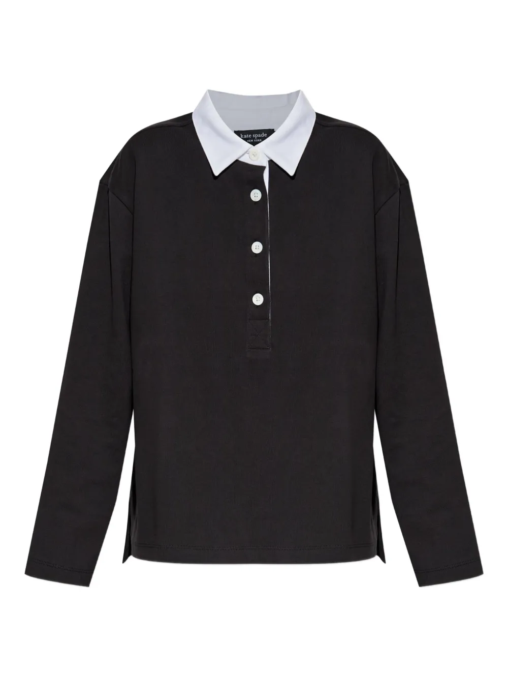 

Рубашка-поло рэгби на пуговицах с длинными рукавами Kate Spade, черный