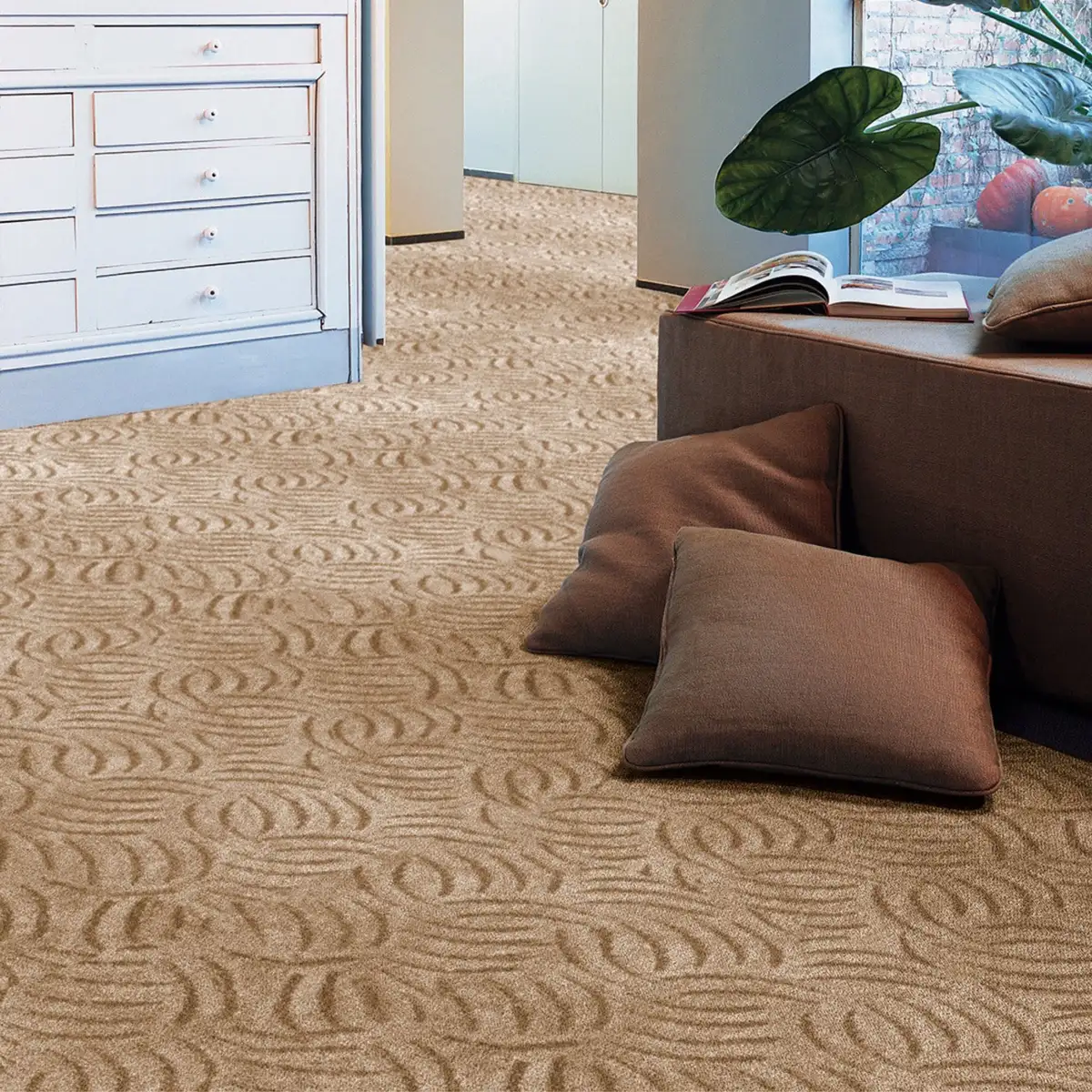 

Ковер Andiamo "Амберг", прямоугольный, ширина 200, 300, 400 или 500 см, эффект высокий-низкий, износостойкий 500х500 см, бежевый