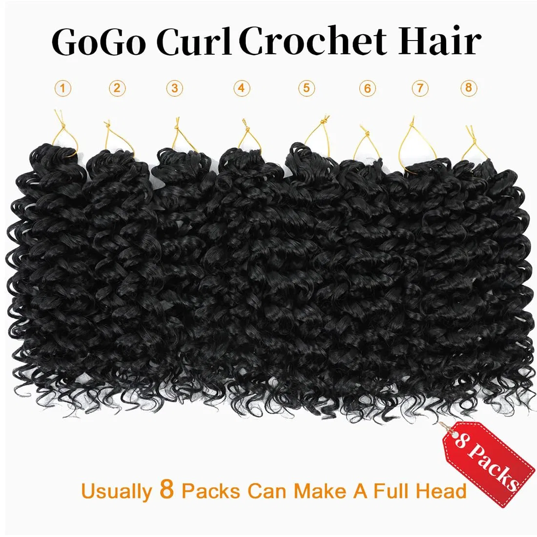 Синтетические волосы для афрокосичек GoGo Curl Crochet Braids Hair Wowcfyyds, 1B — фото 3