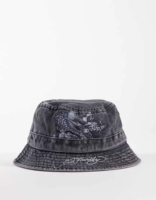 

Эд Харди шляпа-ведро с ползущим драконом и кислотой