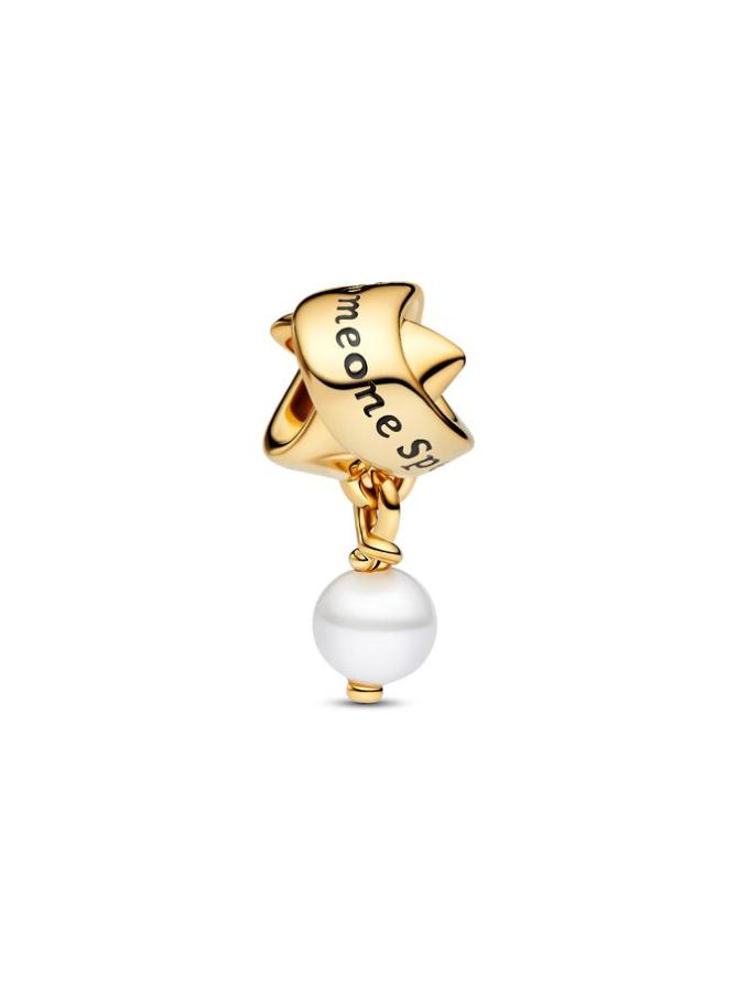 

Шарм Pandora Treated Freshwater Cultured Pearl Ribbon Charm, золото