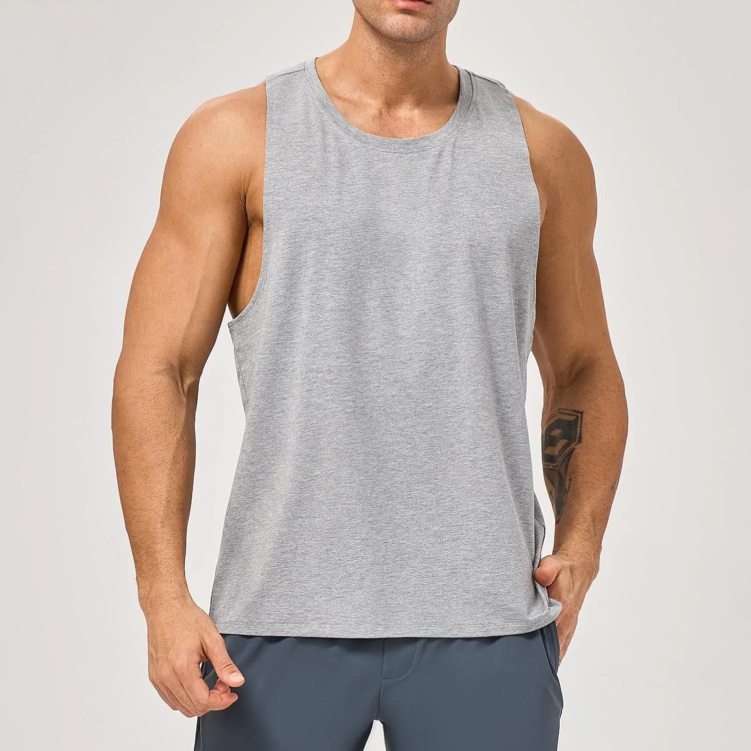 Мужская майка без рукавов Solid Color Loose Fit Crewneck — фото 4