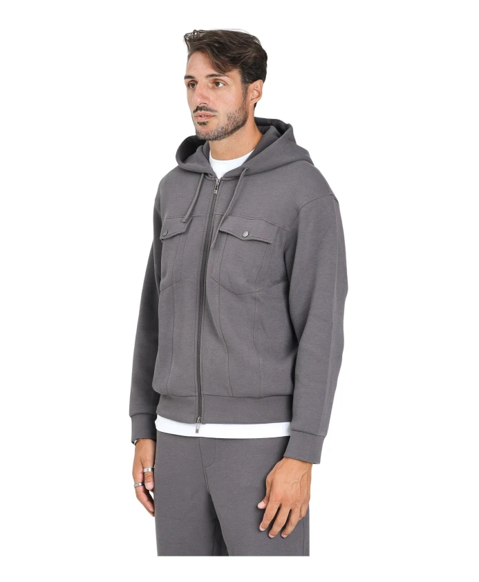 

Серый свитер на молнии с минималистичным дизайном. Armani Exchange, серый