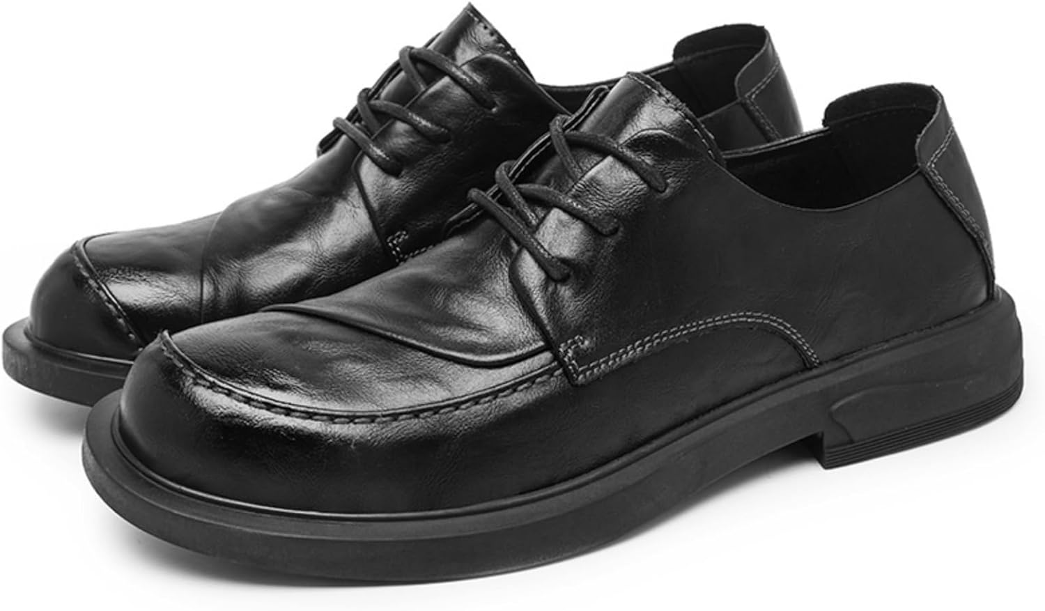 

Мужские кожаные туфли дерби для официального и повседневного ношения с округлым носком, нескользящей резиновой подошвой и мягкой подкладкой - удобные шнурованные туфли для ежедневной деловой носки Kelibasi, черный