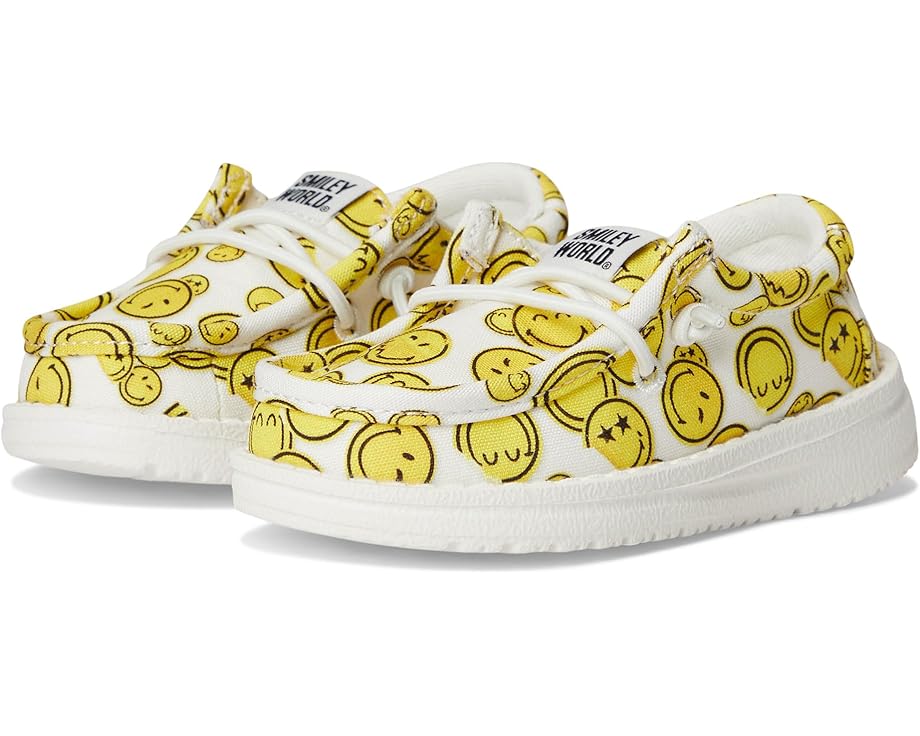 

Лоферы Hey Dude Kids Wally Smiley, цвет White/Yellow