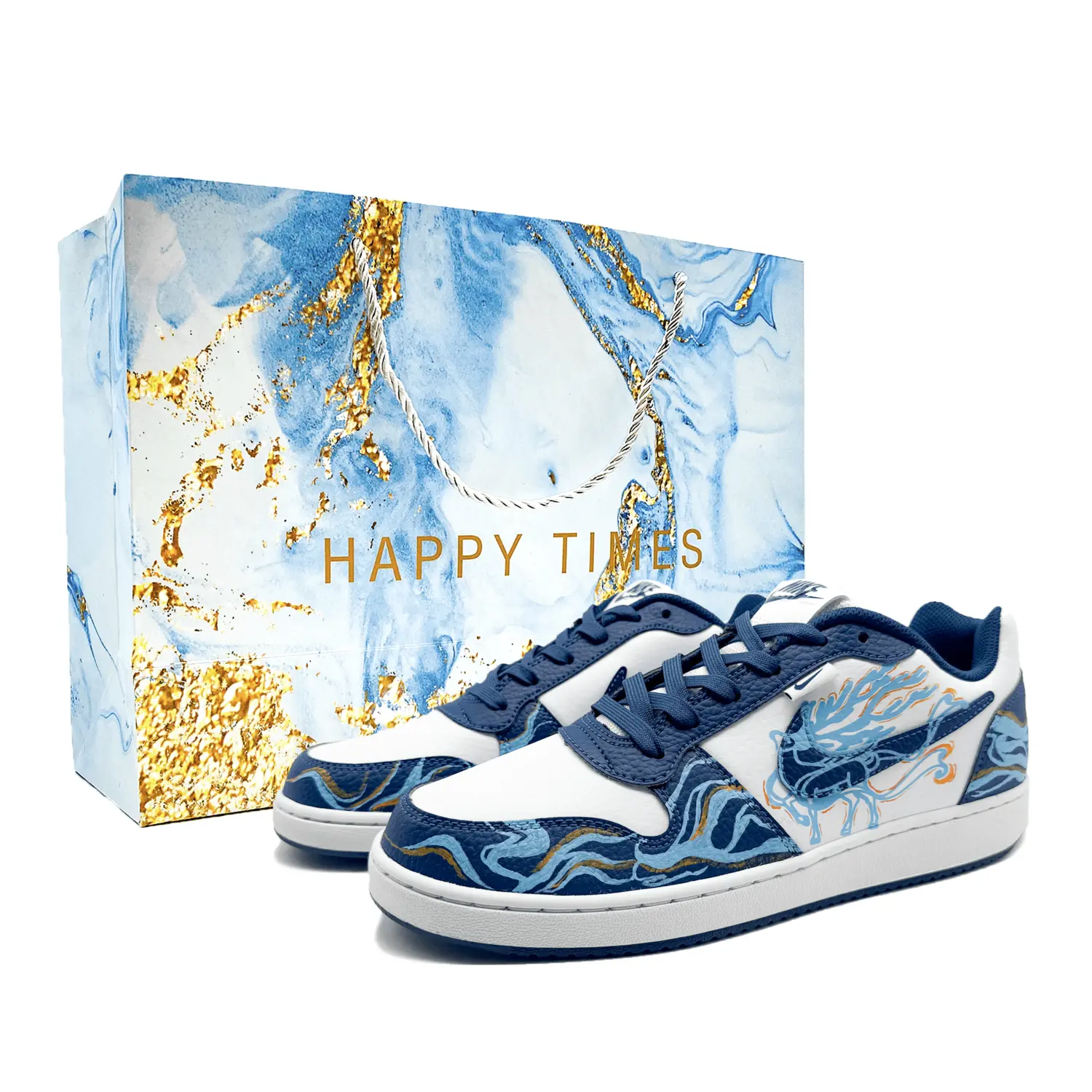 

Nike Износостойкие низкие кроссовки для скейтбординга EBERNON, мужские, сине-золотые