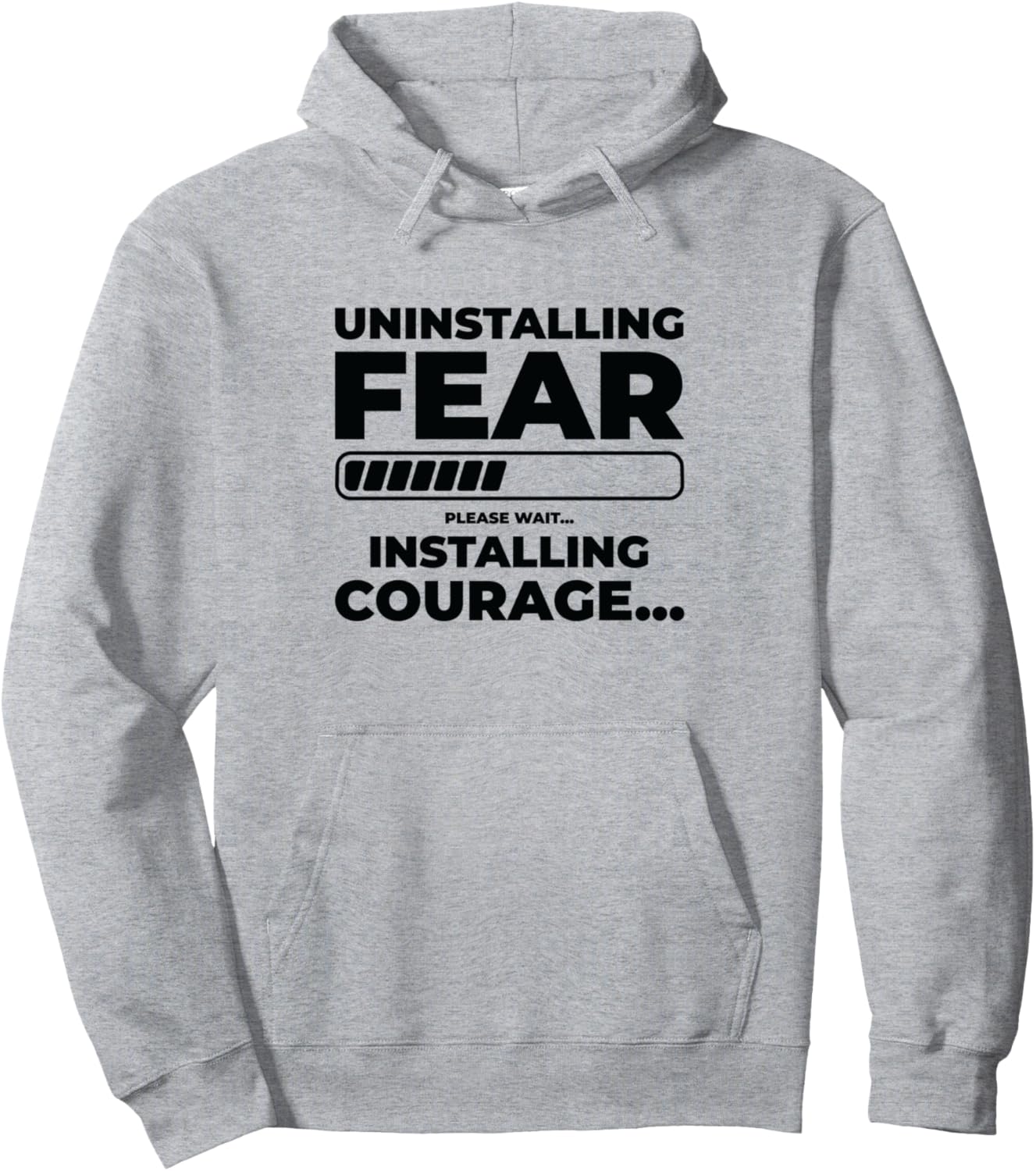 

Удалить страх установить смелость эмоция юмор толстовка Uninstalling Fear Installing Courage, серый