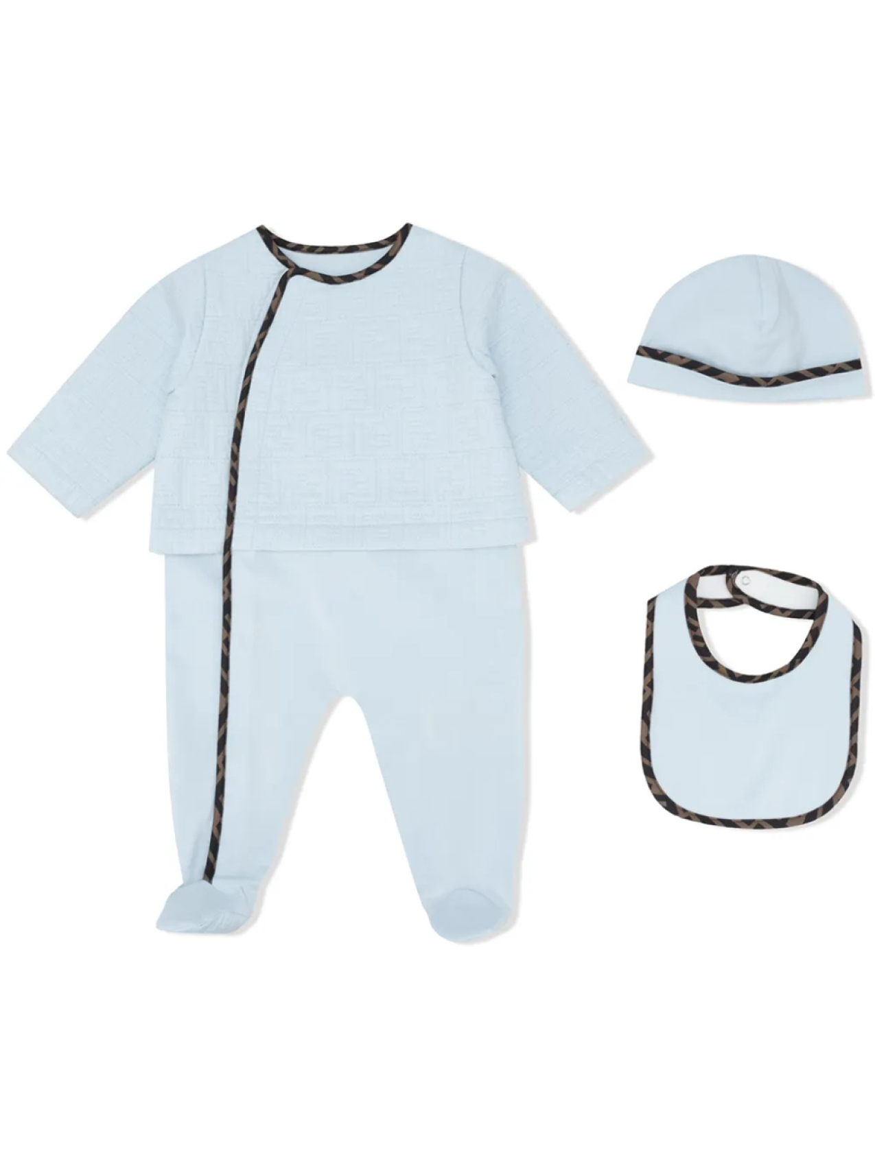 

Комплект из комбинезона, шапки и нагрудника Fendi Kids, синий