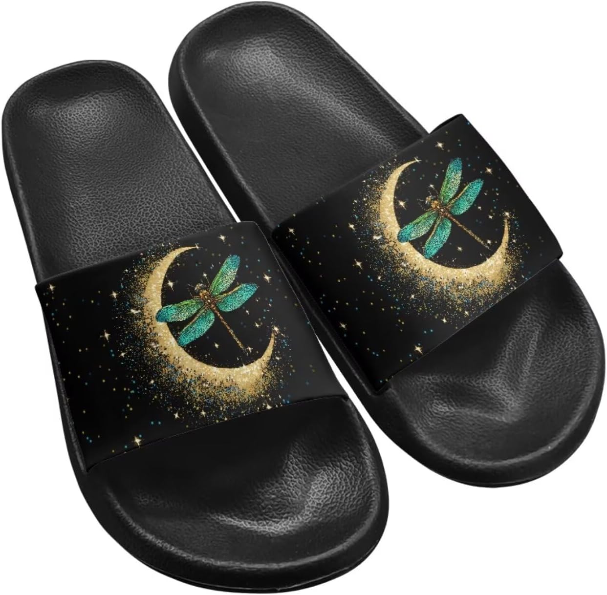 

Женские слипоны-сандалии Jeiento, нескользящие тапочки для ванной, удобные, легкие, с толстой подошвой, сандалии для пляжа, бассейна и спортзала, Moon Stars Dragonfly