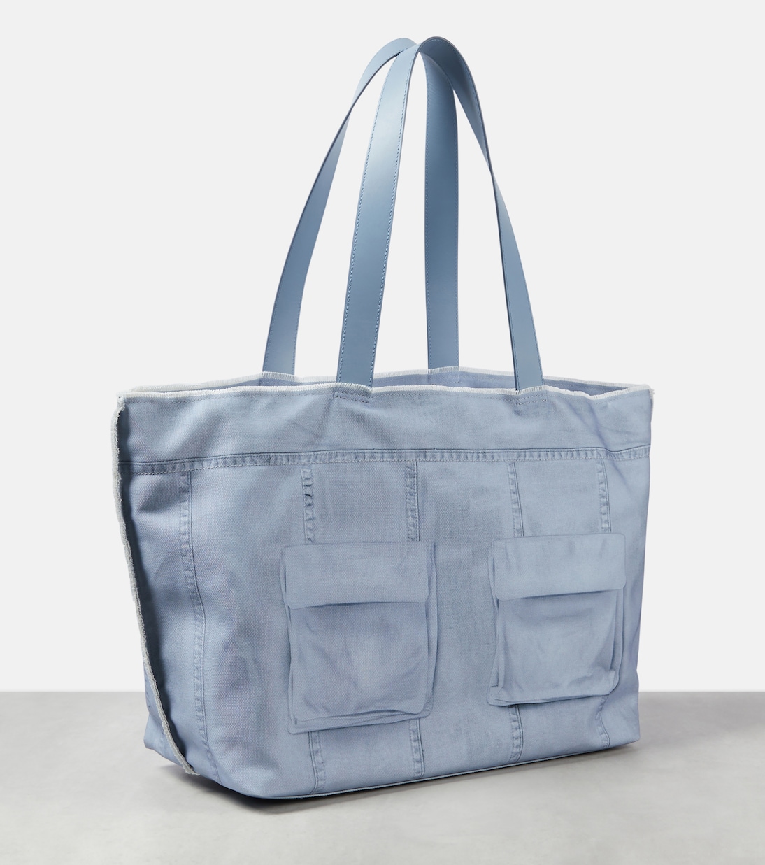 Большая сумка-тоут из хлопкового полотна Midsummer Acne Studios, Sky Blue — фото 4