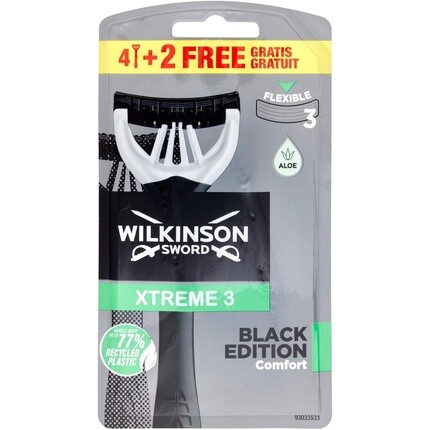 

Xtreme 3 Black Edition Comfort, 6 одноразовых мужских бритв, Wilkinson Sword