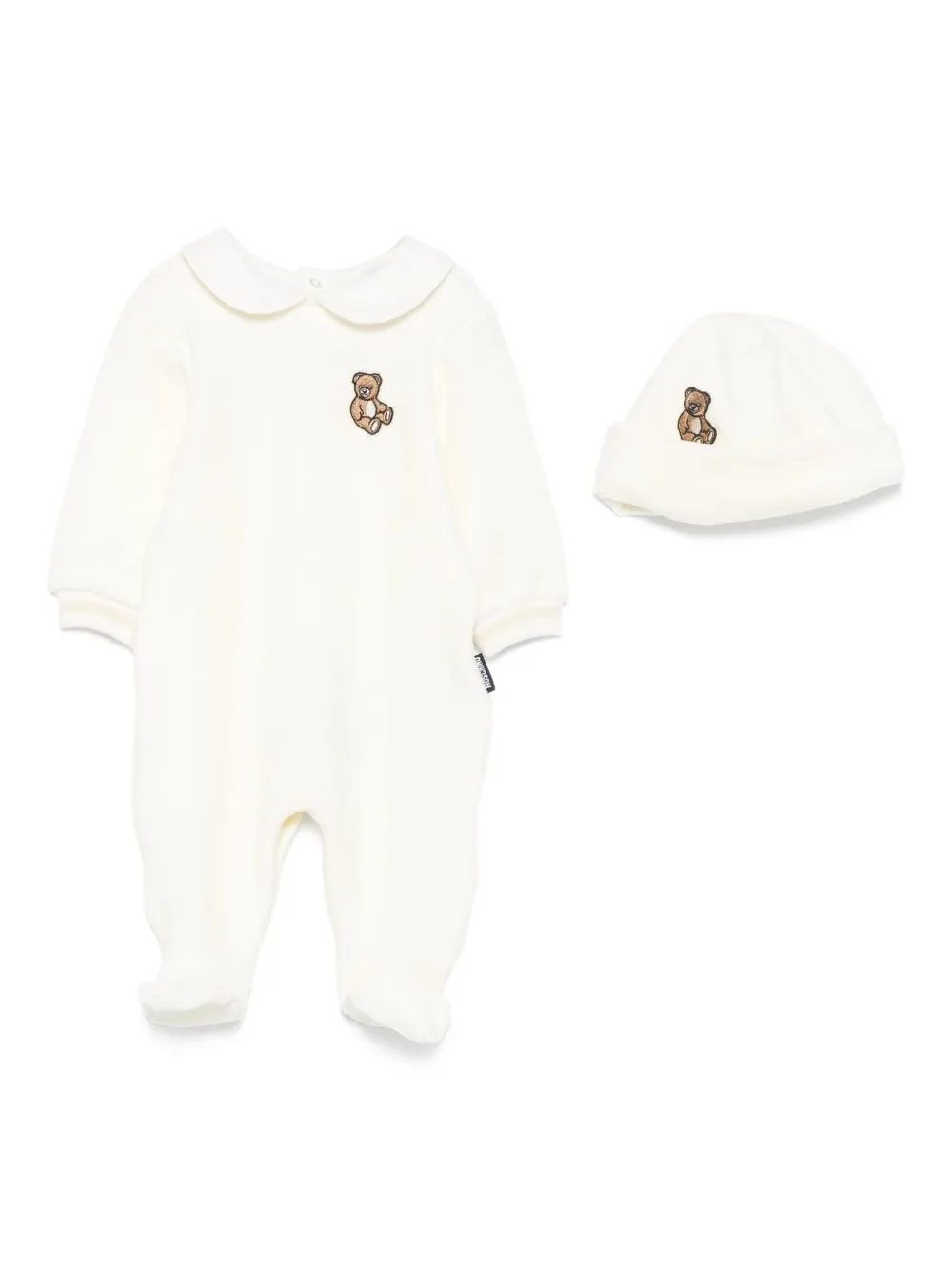 

Комплект для новорожденного с вышитым мишкой Moschino Kids, белый