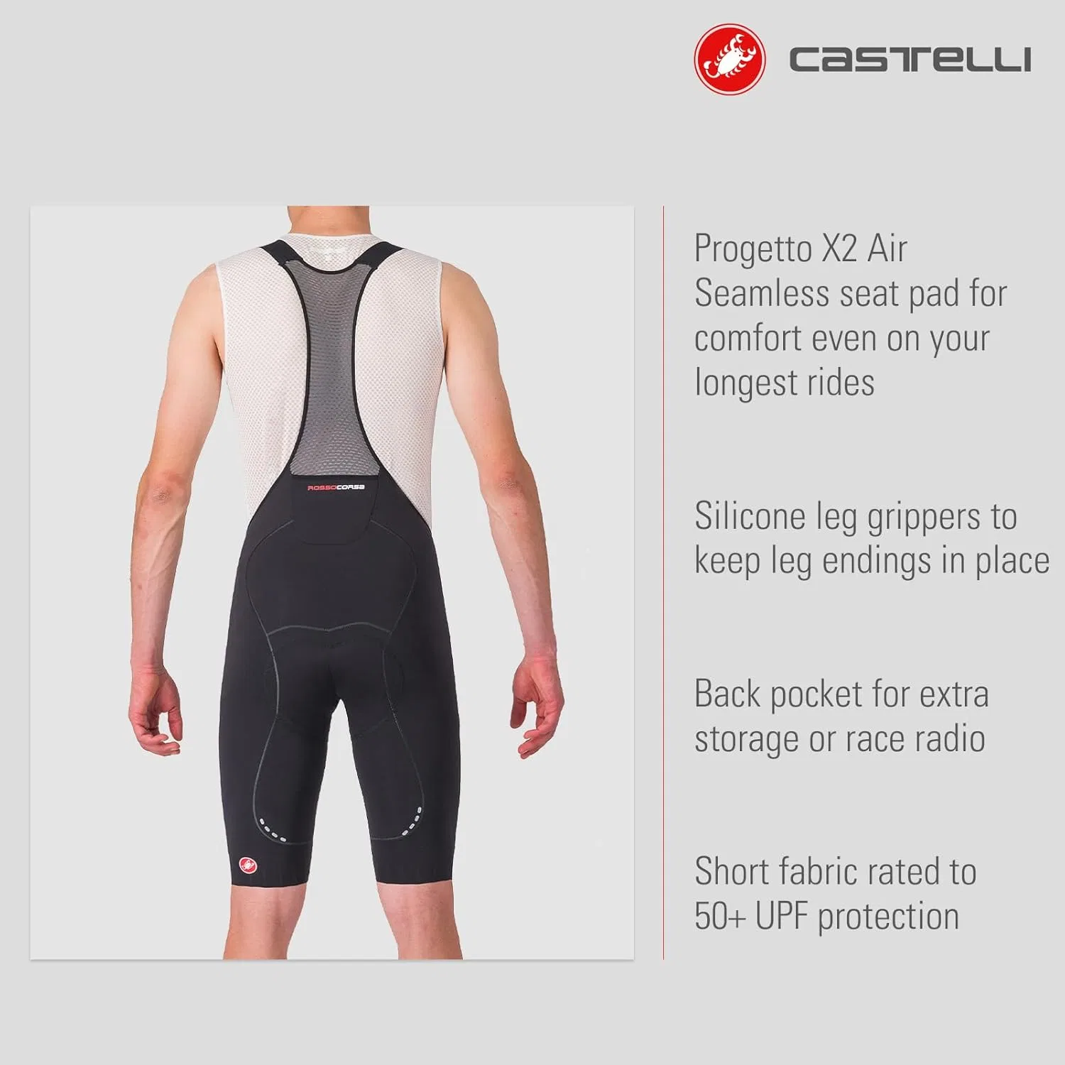 Мужские велошорты CASTELLI Free Aero Race S, аэродинамическая одежда для шоссейного велоспорта, профессиональная подушка для седла, предназначенная для езды на велосипеде и гонок высшего уровня, черный — фото 3