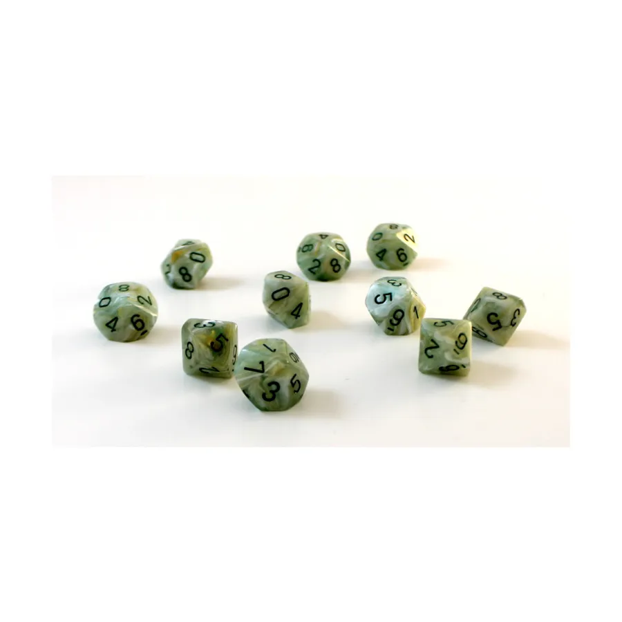 

d10 Зеленый с темно-зеленым (10), Dice - Marbleized - d10 (Chessex)