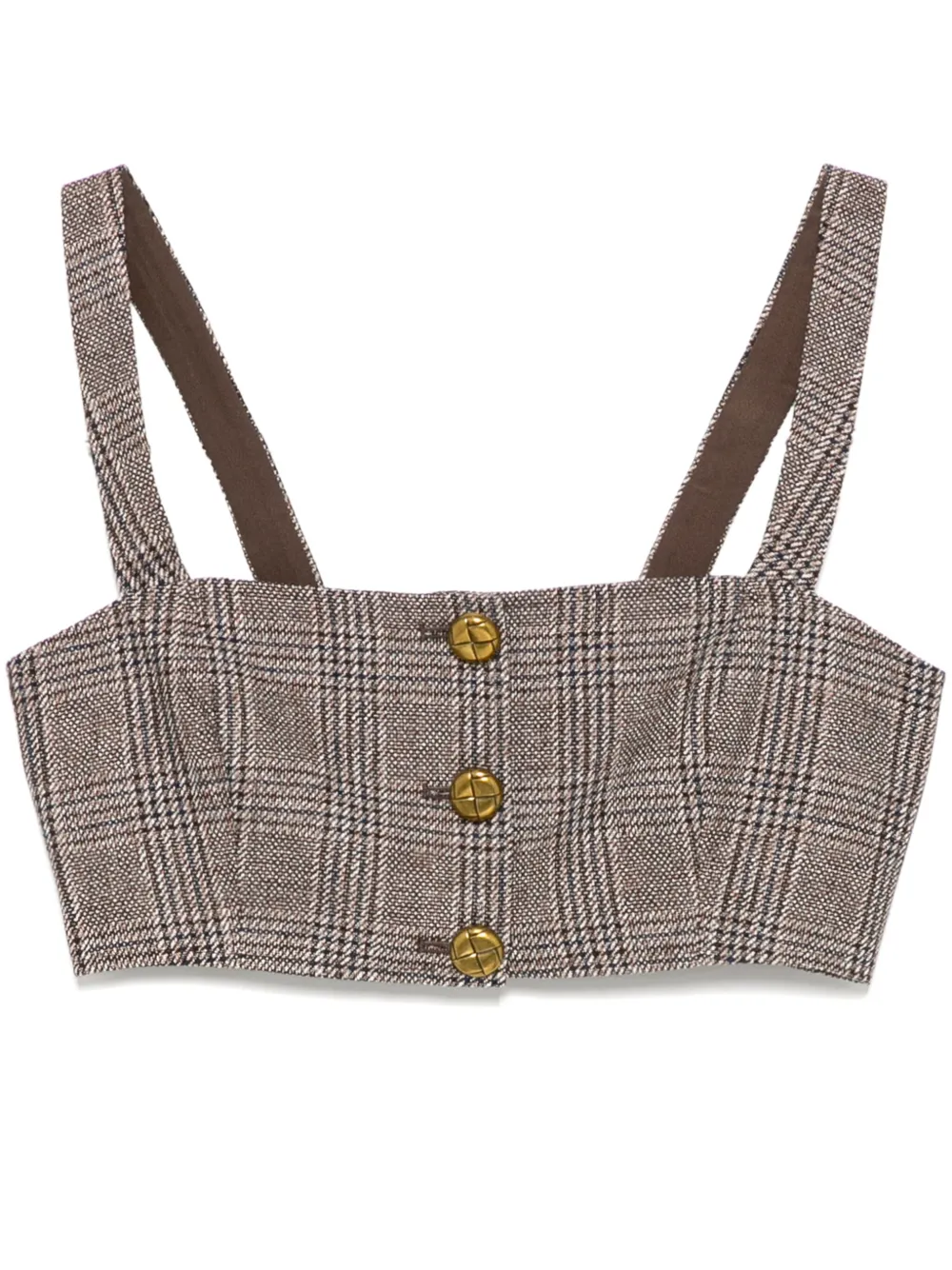 

Укороченный топ в клетку Self-Portrait, коричневый