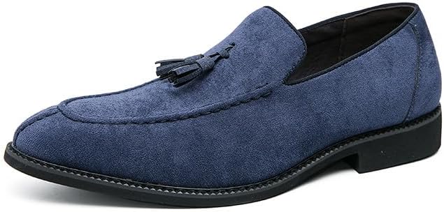 

Мужские классические туфли Santimon с кисточками, замшевые формальные лоферы для мужчин, винтажные слипоны, смокинговые тапочки, повседневная обувь, синий