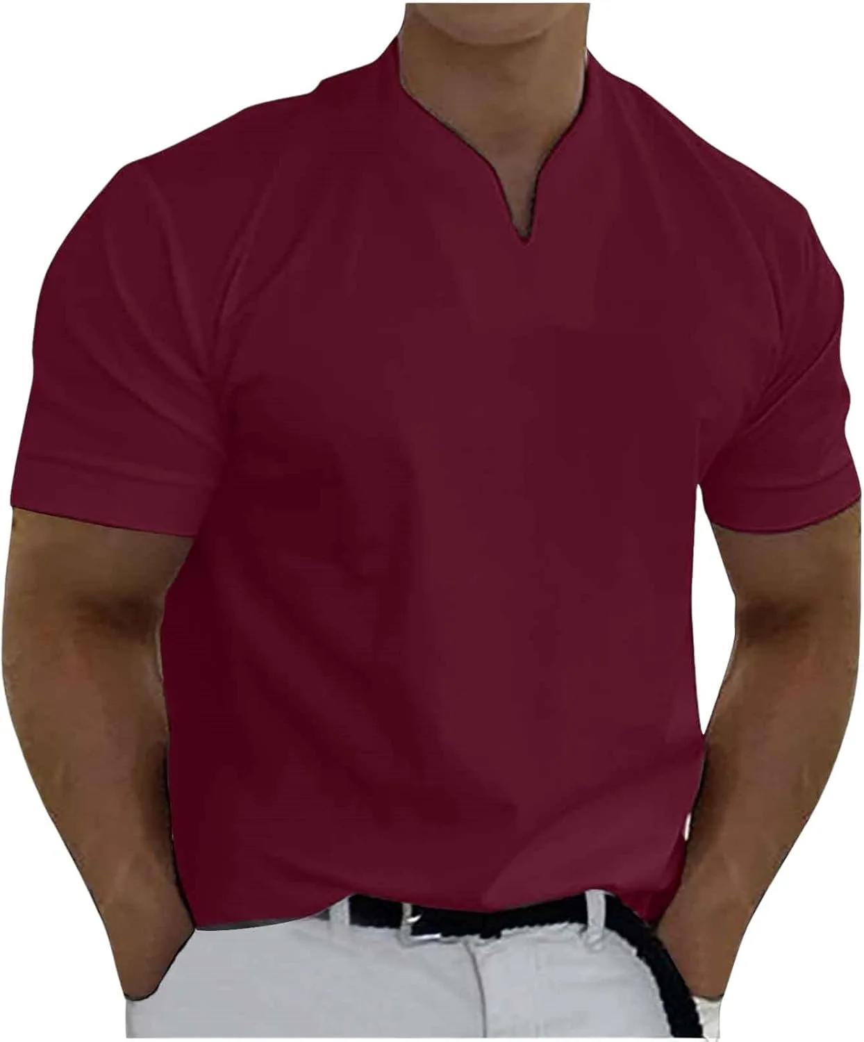 

Мужская футболка с V-образным вырезом, Casual, Loose Mmoneyake