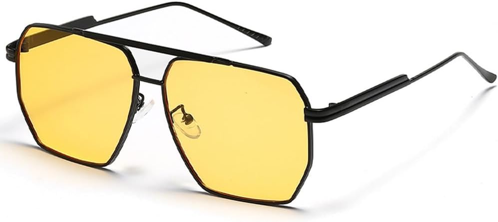 

Модные солнцезащитные очки в тонкой металлической оправе для женщин, стильные солнцезащитные очки для мужчин, роскошные очки с защитой от УФ-излучения UV400 HVTVTLA, Black Yellow