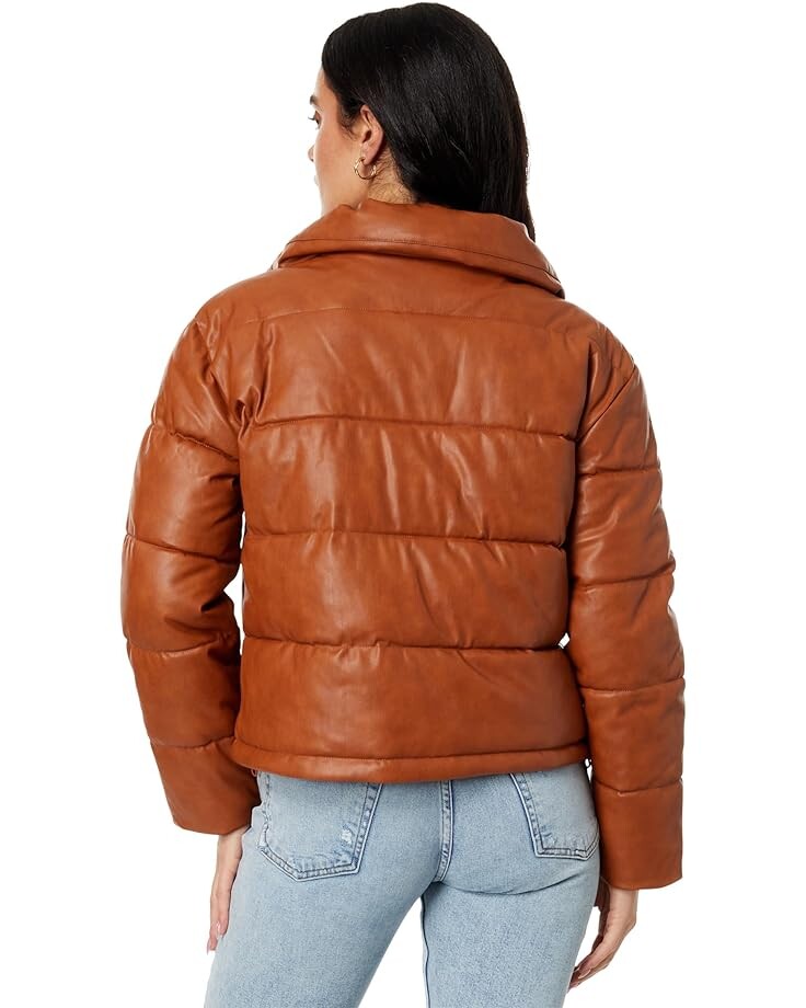 

Пуховик Avec Les Filles Faux-Ever Leather Cropped Puffer, карамельный