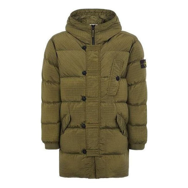 

Куртка compass-patch hooded down jacket 'olive green' Stone Island, зеленый