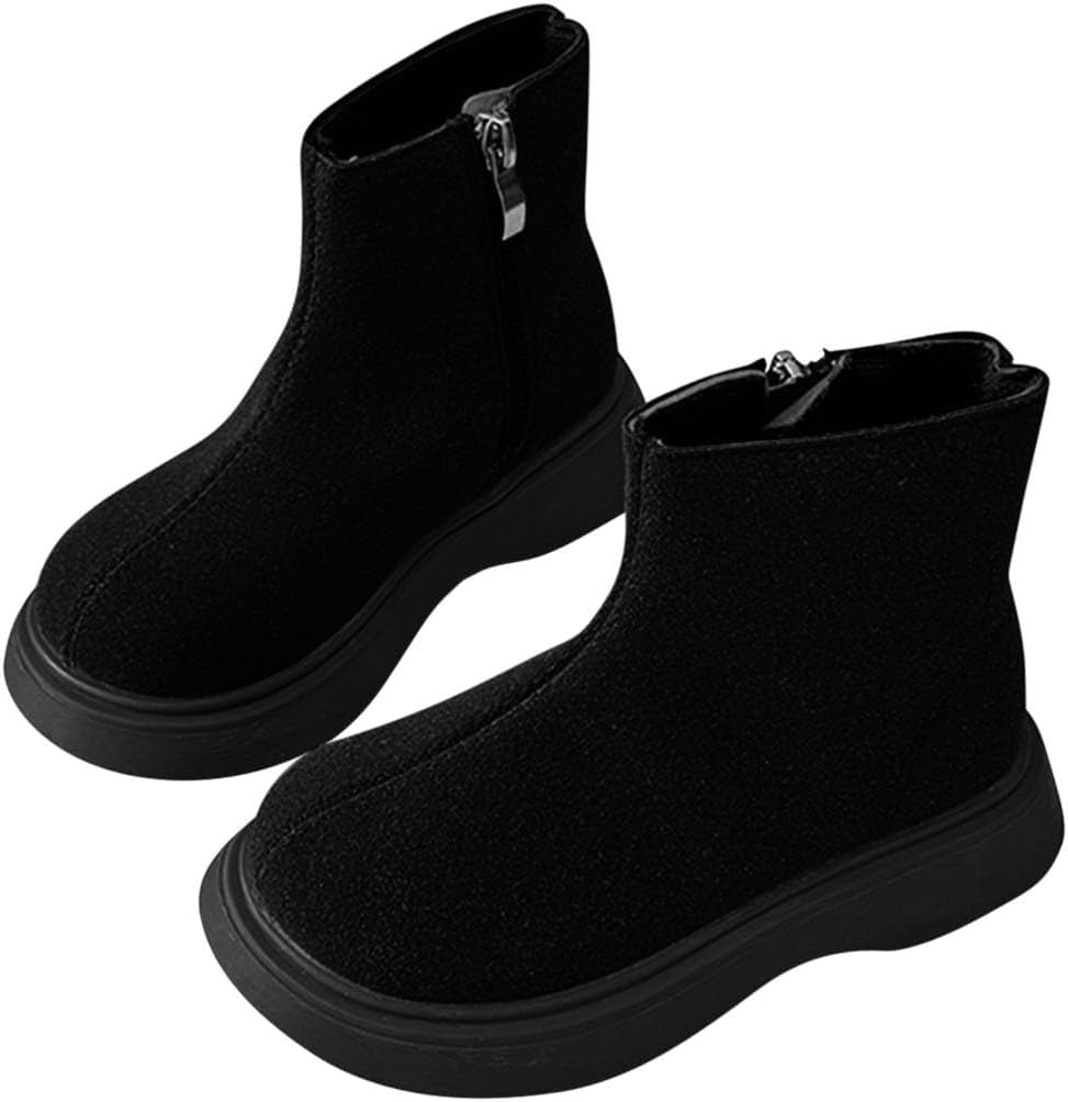 

Девочкам Винтажные Ботильоны на Молнии Сбоку Челси Осень Зима Комфортные Короткие Ботинки Generic, Black