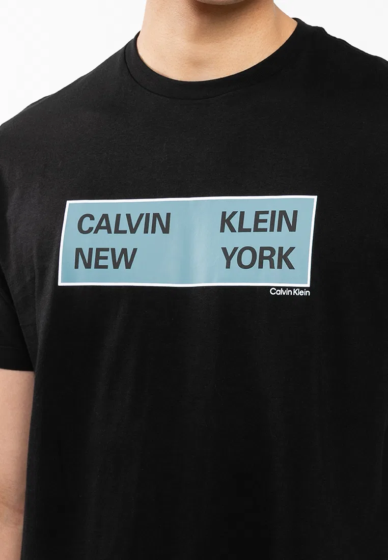 Футболка с графическим принтом, короткий рукав, Box Calvin Klein, черный — фото 3