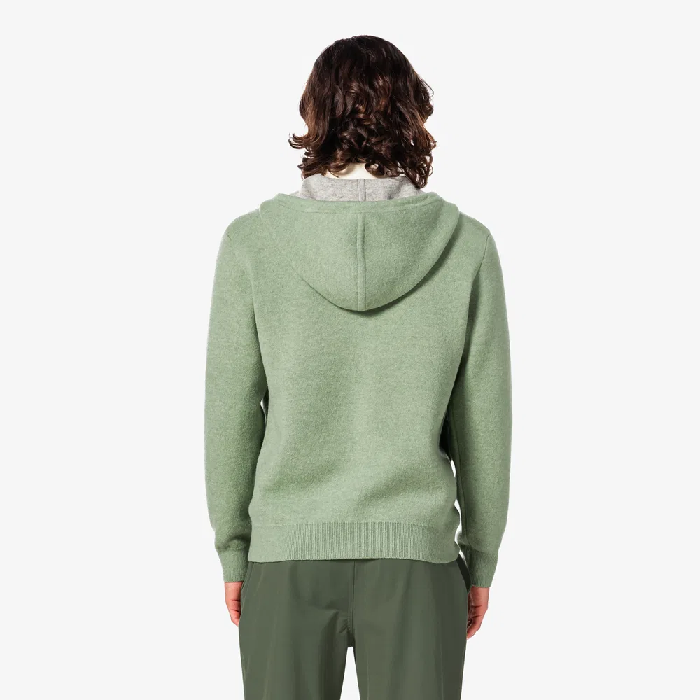 Мужская худи на молнии двойного плетения, зелёная, от Lacoste — фото 3