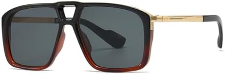 

Мужские солнцезащитные очки в стиле ретро с двойной перемычкой, защита от УФ-излучения UV400, модные солнцезащитные очки для женщин с градиентным переходом цвета MTZJH, Black Tea Grey