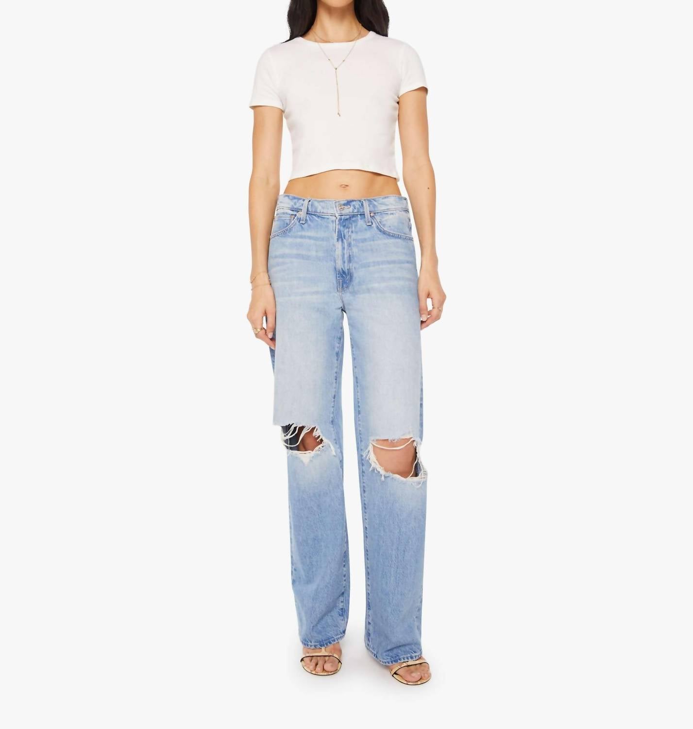 

Джинсы прямого кроя Dodger Sneak с цветочным принтом Mother, floral frenzy