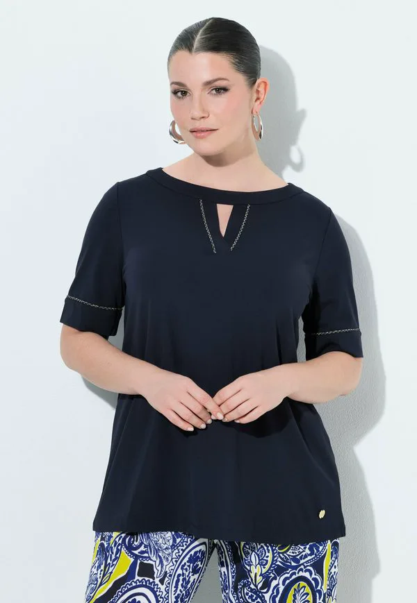 

Базовая футболка puntoalinie zierband ubootausschnitt halbarm Ulla Popken, Dark Marine, Синий, Базовая футболка puntoalinie zierband ubootausschnitt halbarm Ulla Popken, Dark Marine