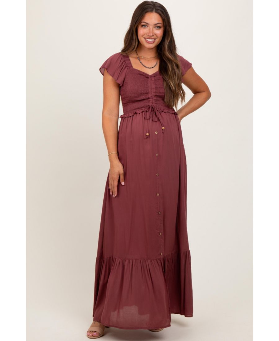 

Платье-макси из тканого полотна с присборенным верхом для беременных Pinkblush, Burgundy