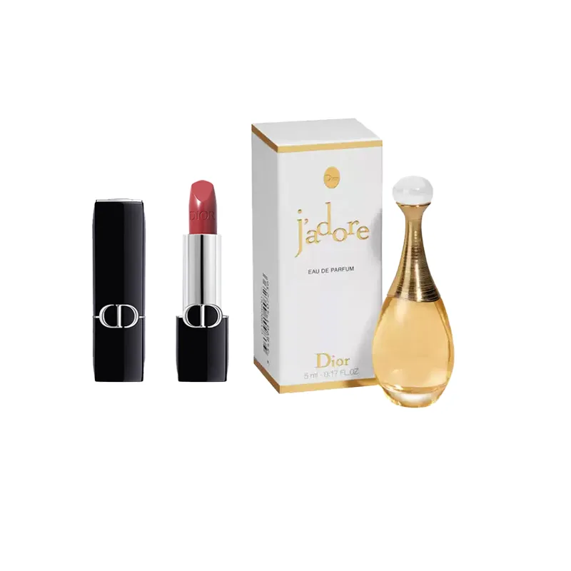 DIOR Пробник помады и парфюма Velvet Satin 1.5г+5мл подарочный набор, Satin 720 1.5g+Dior J'adore Perfume 5ml Gift Not Included