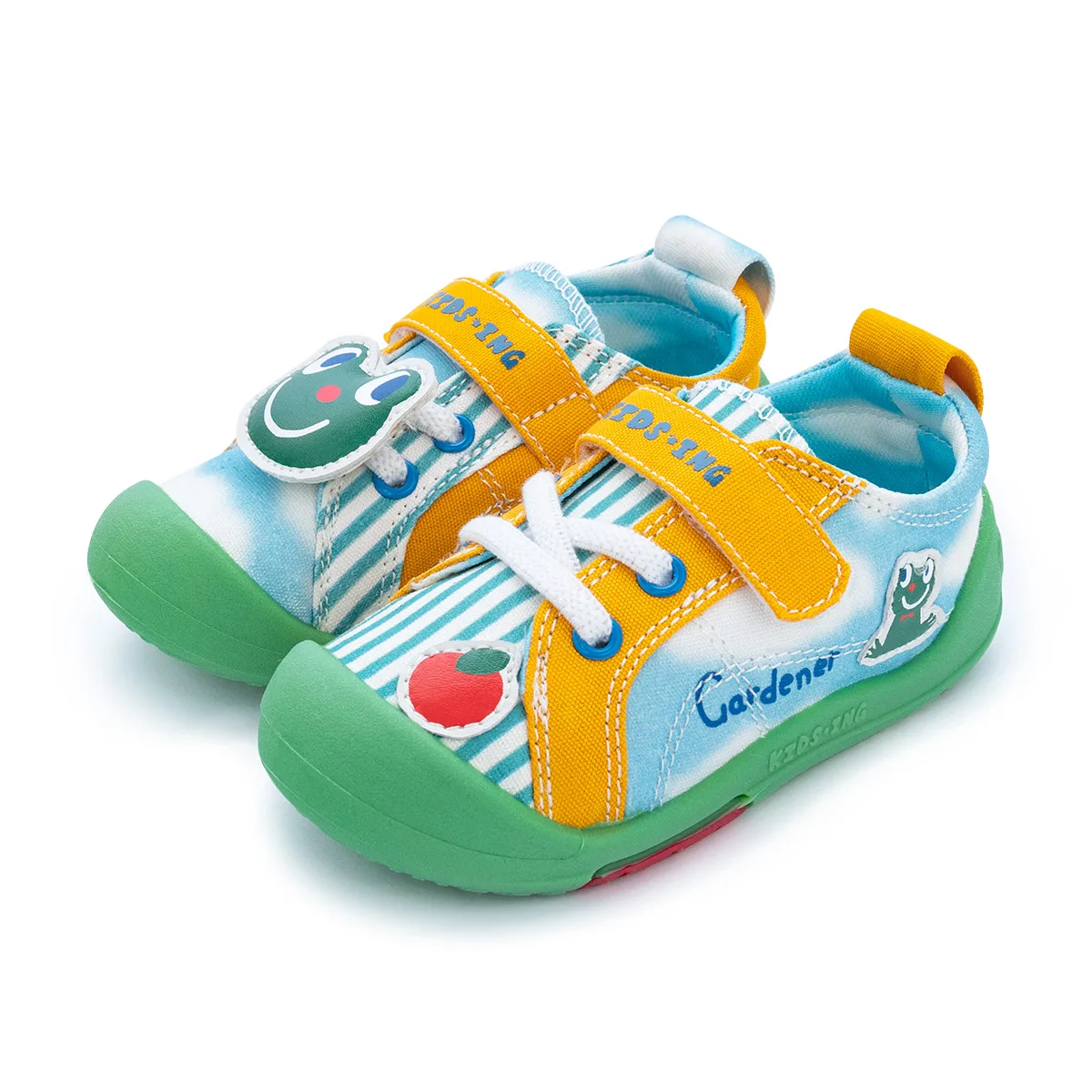Детские кроссовки canvas low top с противоскользящей подошвой KIDSING, Frog Gardener — фото 3