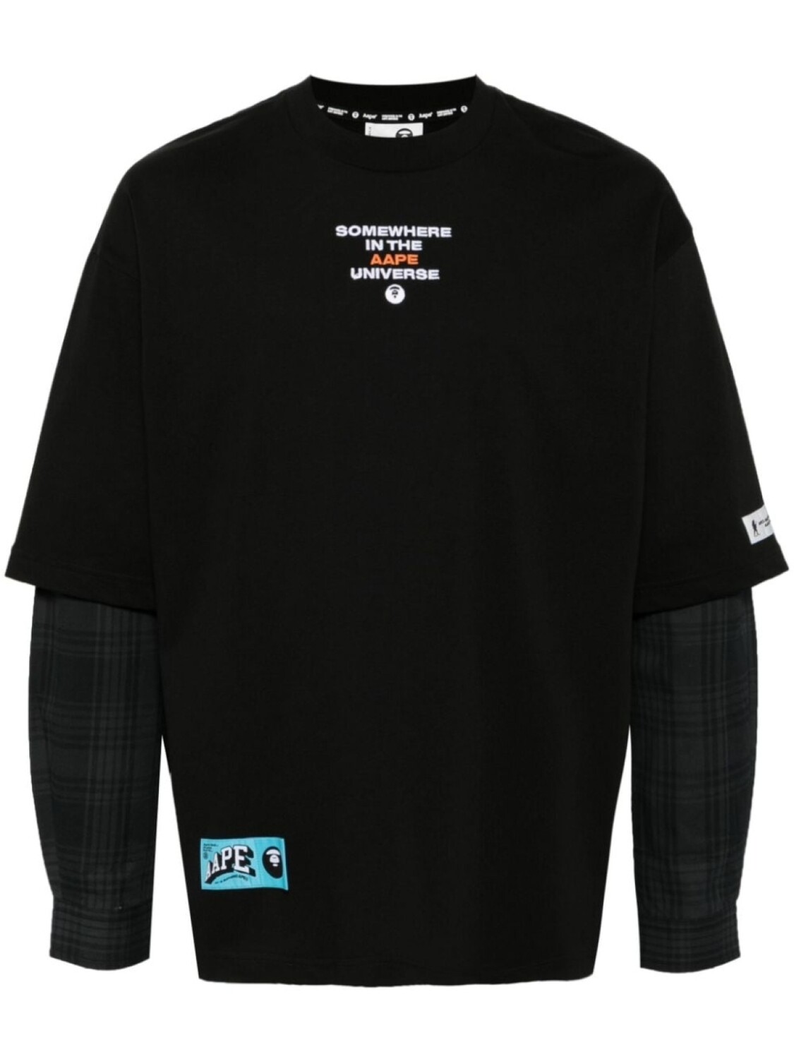 

AAPE BY *A BATHING APE клетчатая футболка Moonface с длинными рукавами, черный
