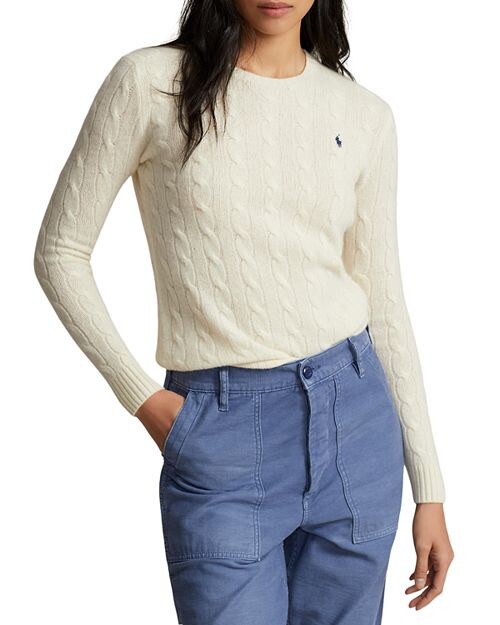 

Шерсть косой вязки &; Кашемировый свитер Ralph Lauren, цвет White