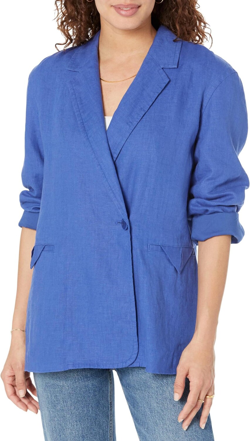 

Блейзер Madewell Double-Breasted Crossover Blazer in 100% Linen, цвет Bluestone